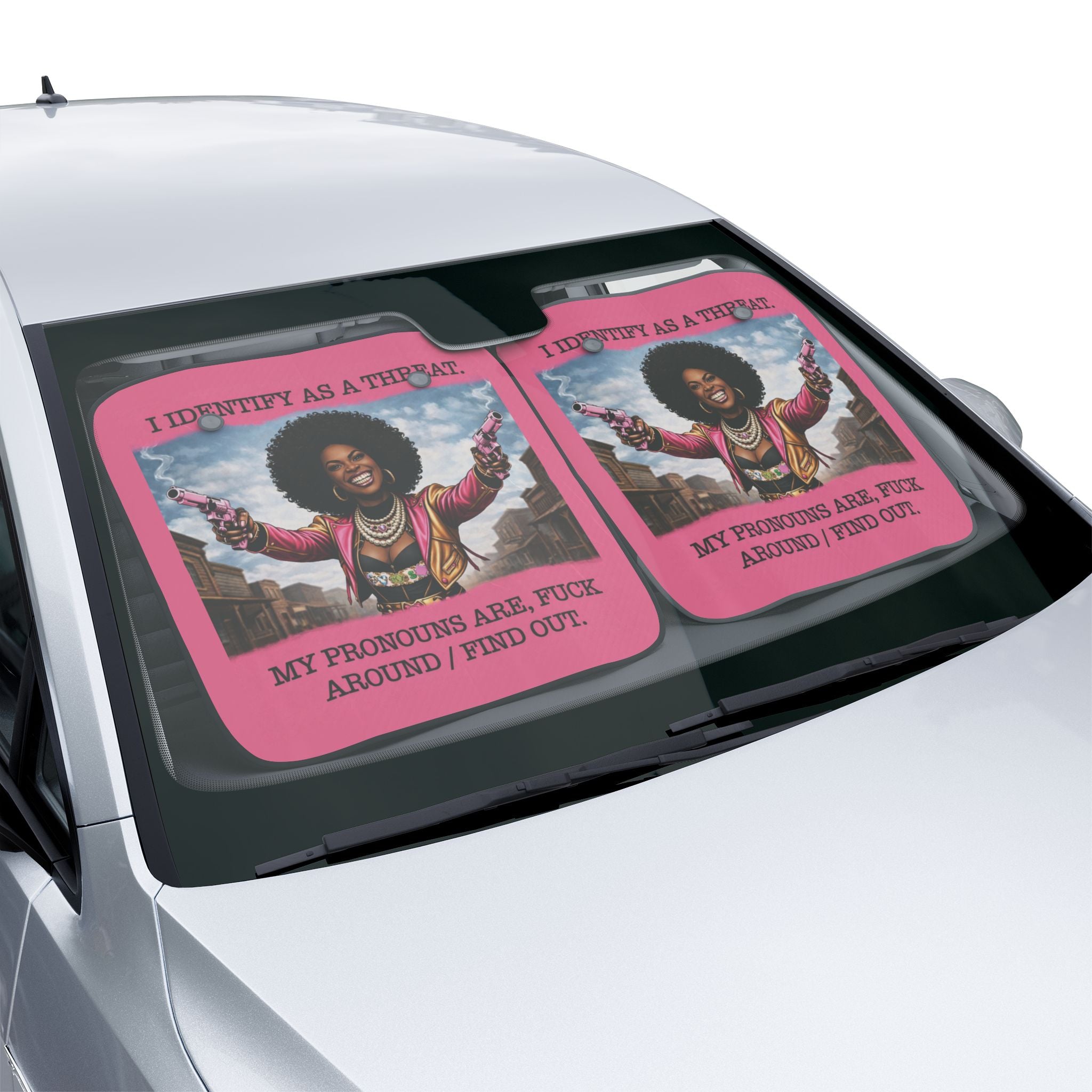 I Identify as a Threat - Car Sun Shade
