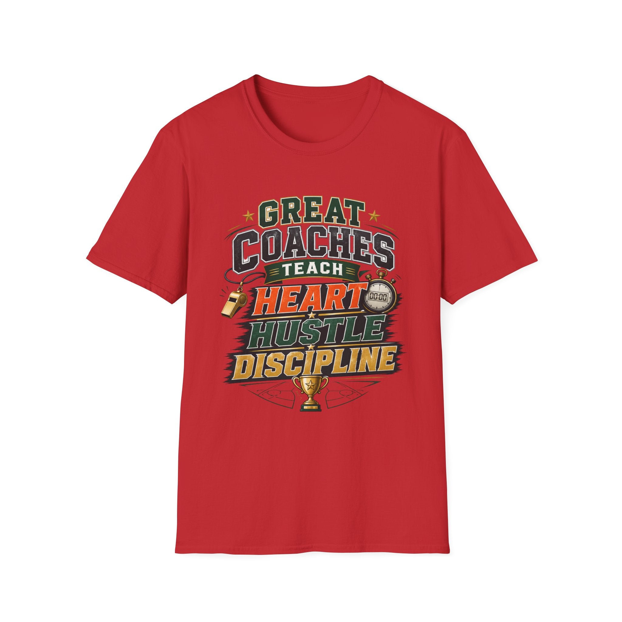 Coach T-Shirt - "Great Coaches Teach Heart Hustle Discipline" Inspirational Sports Tee