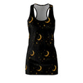 Moonlit Crescent Racerback Dress — Gold Moon & Stars Print