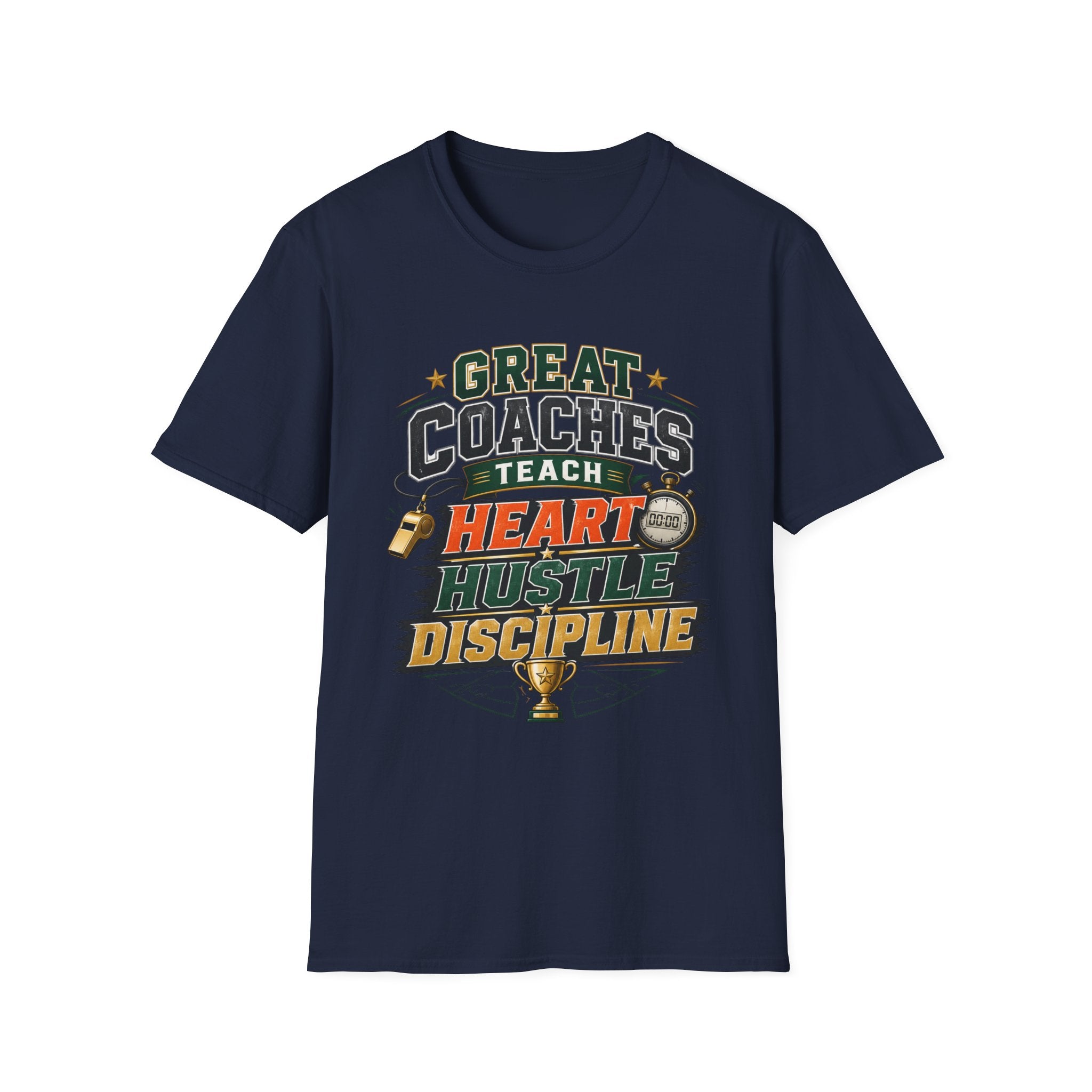 Coach T-Shirt - "Great Coaches Teach Heart Hustle Discipline" Inspirational Sports Tee